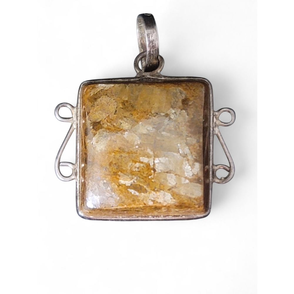 Elegant Silver and Brown Pendant